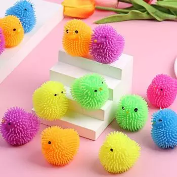 12 шт. светодиодных шариков-пуфферов, пасхальные яйца, светящиеся игрушки для детей, светящиеся сжимаемые сенсорные шарики, игрушки-фиджет, наполнители для пасхальных яиц, сувениры для вечеринок, пасхальная корзина 12pcs