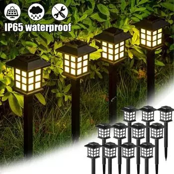 12 шт. светодиодных солнечных светильников для дорожек, газонная лампа, наружная солнечная лампа, украшение для сада/двора/ландшафта/патио/подъездной дороги/дорожки white light-2PCS