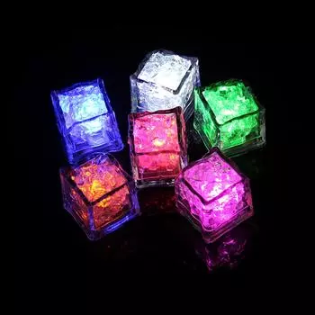 12 шт. светодиодных светящихся кубиков льда, водонепроницаемые, цветные светящиеся кубики льда для напитков, мигающие в темноте, кубики льда для клубной вечеринки в баре