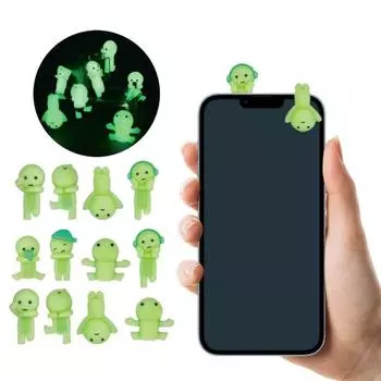 12 шт. светящаяся фигурка человека, клейкая, светящаяся в темноте ПВХ кукла человека, светящаяся мультяшная фигурка человека, статуя, скульптура, украшение для рабочего стола, орнамент 12pcs