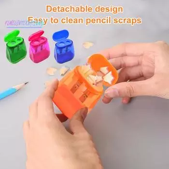 12 шт. точилки для карандашей с двумя отверстиями, милый дизайн, лезвия из углеродистой стали, брызгозащищенная крышка, прозрачный контейнер для стружки, точилки для карандашей 12pcs