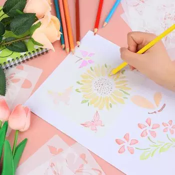 12 шт. трафаретов для рисования бабочек, 5,9-дюймовые пластиковые бабочки, цветочные