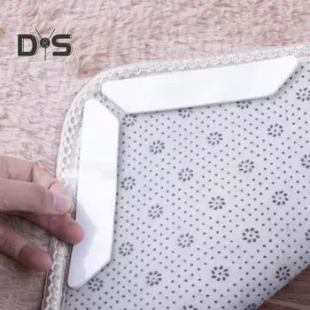 12 шт. трапециевидный захват для ковра, моющийся, многоразовый, для напольной плитки из твердой древесины, двухсторонняя клейкая лента для ковра, наклейка на коврик 12pcs белый