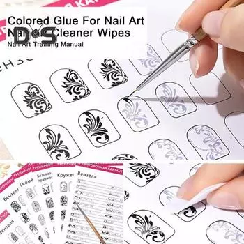 12 шт. Учебные карты по дизайну ногтей, многоразовые практические листы по дизайну ногтей для женщин, начинающих, шаблоны для ногтей, тетрадь для упражнений, маникюр, раскраска, рисунок 12pcs