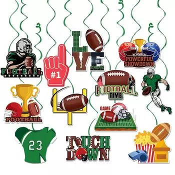 12 шт. украшений для футбольной вечеринки, футбольные подвесные вихревые украшения с фольгированными настенными потолочными лентами для спортивной тематики, декор для вечеринки на заднем дворе style A 12pcs