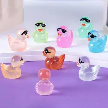 12 шт., украшения в виде утки, ночник, светящийся, полупрозрачный, из смолы, водонепроницаемый, микропейзаж, декор для солнцезащитных очков, украшение для приборной панели настольного автомобиля, подарок Sets