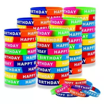 12 шт. унисекс с буквенным принтом эластичные цветные легкие браслеты с днем рождения для взрослых и детей на день рождения