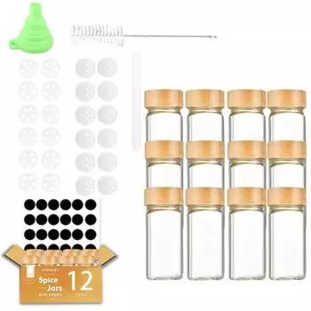 12 шт. универсальная банка для приправ, практичные стеклянные бутылки, контейнеры для приправ, стеклянная бутылка для различных кулинарных нужд