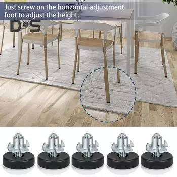 12 шт., универсальные выравнивающие ножки для мебели с Т-образными гайками, прочная несущая резьба, регулируемые выравниватели, ножки для шкафа, стула, стола чёрный