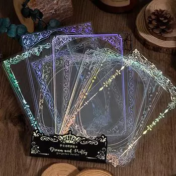 12 шт./упак. крутая карта для коллажа «мечта и поэзия», ПВХ креативная железная, серебряная Радужная декоративная бумага для журнала для скрапбукинга