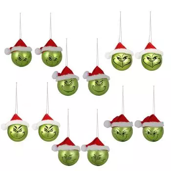 12 шт.-упаковка рождественских украшений для елки с зелеными волосами, милые украшения One Size зелёный