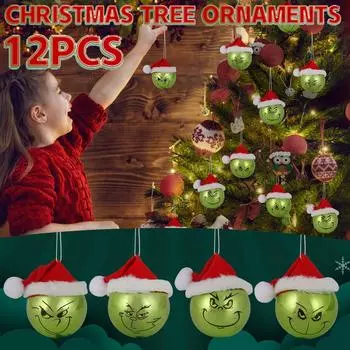 12 шт.-упаковка рождественских украшений для елки с зелеными волосами, милые украшения One Size зелёный