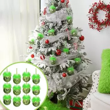 12 шт.-упаковка рождественских украшений для елки с зелеными волосами, милые украшения One Size зелёный