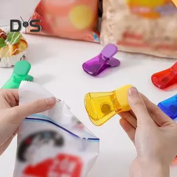 12 шт., уплотнительный зажим для сумки, противоскользящий магнитный зажим для сумки на холодильник, яркий цвет, полупрозрачный зажим для хранения продуктов питания для дома 12pcs