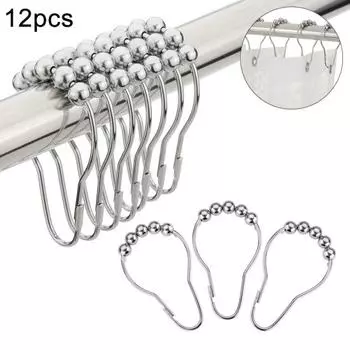 12 шт., устойчивые к ржавчине бусины, крючки для занавесок для душа, кольцо, аксессуары для домашней ванной комнаты