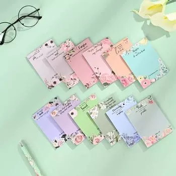 12 шт. утолщенных винтажных цветочных липких заметок 30 листов квадратный блокнот для заметок детский подарок 12Pcs