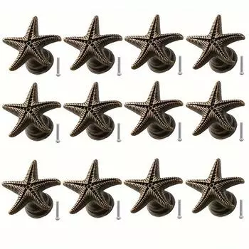 12 шт. Винтажные ручки для ящиков мебели, ручки для ящиков комода, фурнитура для мебели 12pcs бронзовый