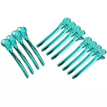 12 шт. в коробке, зажимы для укладки волос, парикмахерские, заколки для секции, для салонной укладки, фиолетовые зелёный