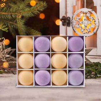 12 шт. в упаковке флокированные рождественские шары, подвесные елочные украшения, небьющиеся окна Yellow Purple