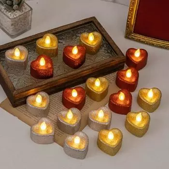 12 шт. в упаковке, работающие от батареек, мерцающие беспламенные светодиодные свечи золотистый