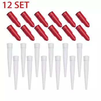 12 шт. в упаковке. Запасные герметичные насадки со стандартной герметизацией. Колпачок. Силиконовый герметик. Клей.