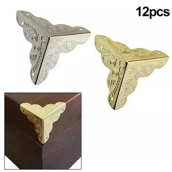 12 шт. винтажная коробка для цветов, треугольные углы с винтами для мебели, деревянная шкатулка для драгоценностей, защита углов, декоративная