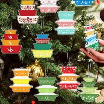 12 шт. винтажная стековая чаша, украшение, миниатюрная стековая чаша, рождественские украшения, ретро-вкладыши, акриловая подвеска для елки, новогодний декор для вечеринки 12pcs