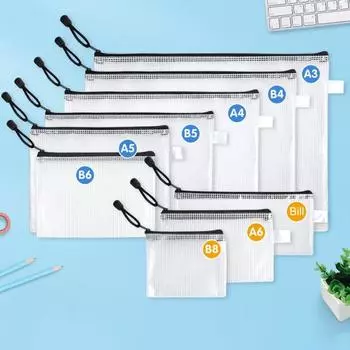 12 шт., водонепроницаемый чехол на молнии, прозрачная прочная многоразовая сумка для хранения файлов для школы, офиса, дома 12.5x10.5cm