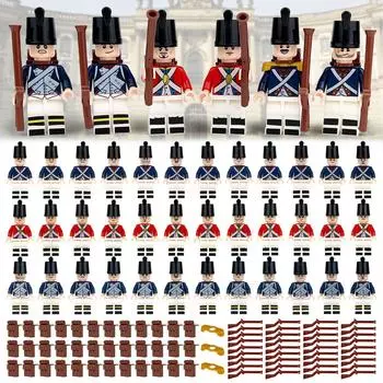 12 шт., военные солдаты Наполеоновских войн, строительные блоки, фигурки WW2, французские, британские, стрелковые винтовки, оружие, игрушки для детей, подарки