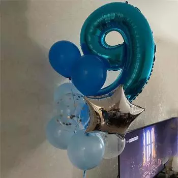 12 шт. воздушных шаров на день рождения мальчика, синие латексные шары с конфетти, 40 дюймов, воздушные шары с цифрами, украшение для детей 1, 2, 3, 4, 5, 6, 7, 8, 9, день рождения