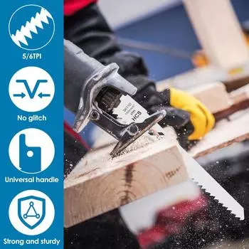 12 шт. возвратно-поступательное пильное полотно для обрезки веток по дереву 6/9 дюйма 6/5tpi из высокоуглеродистой стали для резки фанеры, пластиковых пластин, ребер