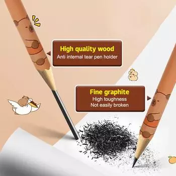 12 шт. забавный милый карандаш для письма Capybara, мультяшный карандаш для рисования Hb, канцелярские принадлежности для студентов, предметы для эскизов, креативный карандаш 12Pcs