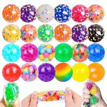 12 шт. заполненный бусинами мячик для снятия стресса мини-сердце любовь сенсорная игрушка для детей Round