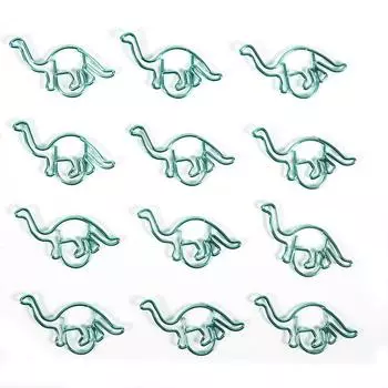 12 шт. зажимов в форме динозавра с цветным покрытием многофункциональные утолщенные скрепки для бумаг 3x3 см