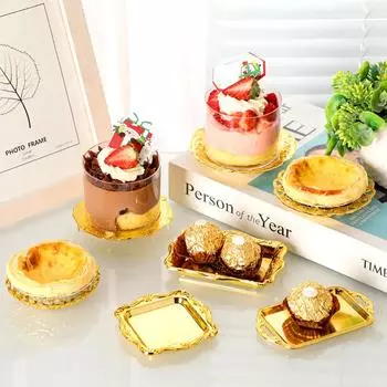 12 шт. Золотая маленькая тарелка с резными цветами, поднос для закусок, французский десерт, торт, нежная тарелка для сухофруктов, свадебная вечеринка