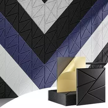 12 шт. звукоизоляционная стеновая панель самоклеящаяся звукопоглощающая высокоплотная толстая акустическая пенная панель шумоподавляющая настенная декоративная плитка светло-серый