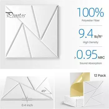 12 шт. звукоизоляционная стеновая панель самоклеящаяся звукопоглощающая высокоплотная толстая акустическая пенная панель шумоподавляющая настенная декоративная плитка чёрный