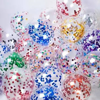 12 штук 12 дюймов прозрачные конфетти блестящие шары разноцветные фольгированные блестящие шары праздничные вечеринки свадебные украшения комнаты 12pcs чёрный