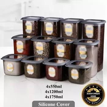 12 штук FOLY Poly Square Контейнеры для хранения пищевых продуктов Набор из 12 штук 4x(0,55 литра, 1,2 литра, 1,75 литра)