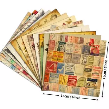 12 штук фоновой бумаги в стиле ретро, персонализированная декоративная бумага для самостоятельного изготовления 15cm*15cm