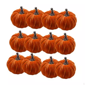 12 штук Искусственные бархатные тыквы Поддельные на День благодарения Маленький центральный элемент Осень Мини None Lanyard