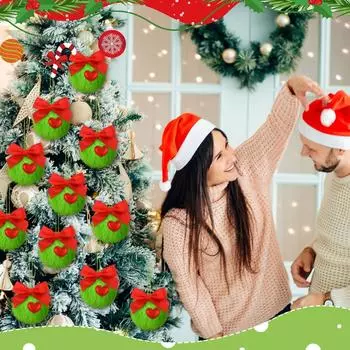 12 штук лимонно-зеленых рождественских шаров, мягкие искусственные плюшевые шары зелёный