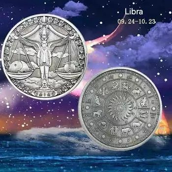 12 штук Памятные монеты «Двенадцать созвездий» Памятная медаль Таро Старинные серебряные монеты Счастливые монеты Монеты желаний