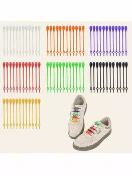 12 штук резинок для шнурков без завязок с пряжкой для мужчин и женщин, черные и белые, силиконовые, без завязок shoelaces чёрный