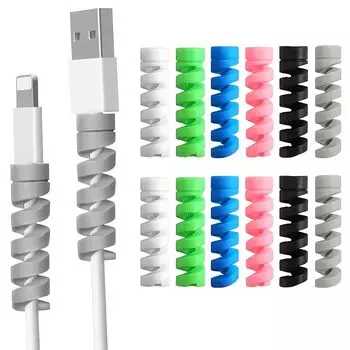 12 штук силиконовых защитных чехлов для кабеля – Универсальный защитный чехол для кабеля зарядки, спиральный защитный чехол для USB-кабеля Предотвращение отключения USB