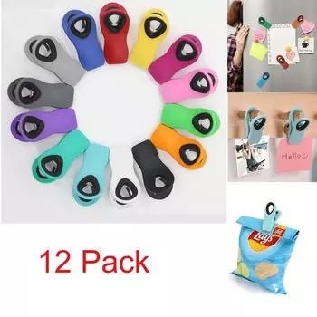 12 штук в упаковке магнитных зажимов, зажимы для чипсов, пищевые зажимы, зажимы для пакетов с едой, зажимы для пищевых упаковок, магнитные зажимы, зажимы для хлеба, магнитные зажимы для холодильника 12 Pack