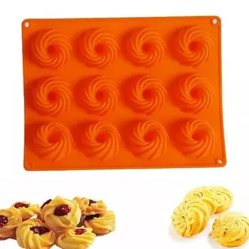 12 силиконовых форм для торта Even Cookie, форма для выпечки печенья «Вихрь», шоколадная форма красный