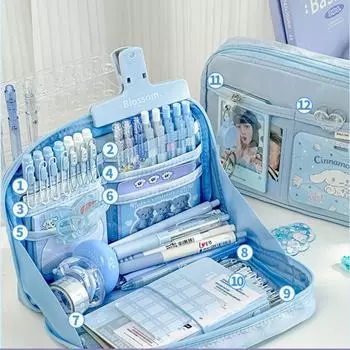 12-слойная сумка для ручек с застежкой-молнией и большим отверстием на 90 градусов, пенал большой емкости, органайзер для канцелярских принадлежностей, школьные канцелярские принадлежности