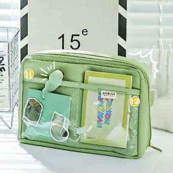 12-слойный пенал большой емкости, большая вместимость пенала, сумка для хранения канцелярских принадлежностей, прочная сумка для хранения канцелярских принадлежностей для студентов чёрный
