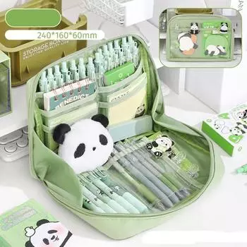 12-слойный пенал Macaron, мультяшный студенческий канцелярский товар, новый пенал большой емкости чёрный